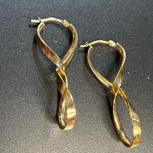 1 1/4" Polished Twisted Figure 8 Hoop Earrings Real 14K Yellow Gold 2.1gr